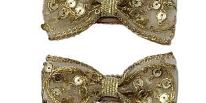 Golden Snap Clips for Kids Girls | Handmade Non-Slip Hair Clips Set of 2 - Image 1