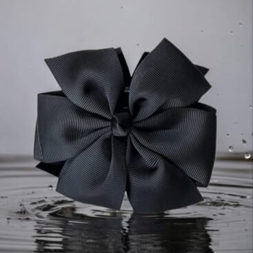 Black Ribbon Bow Hair Claw Clip handmade elegant hair accessory for women