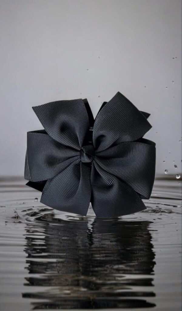 Black Ribbon Bow Hair Claw Clip handmade elegant hair accessory for women