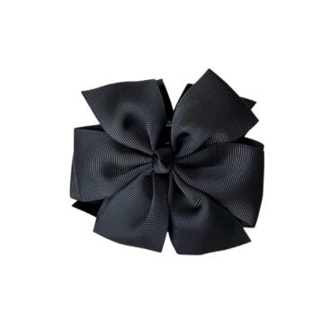 Black Ribbon Bow Hair Claw Clip handmade grosgrain elegant hair accessory
