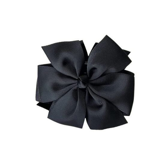Black Ribbon Bow Hair Claw Clip handmade grosgrain elegant hair accessory