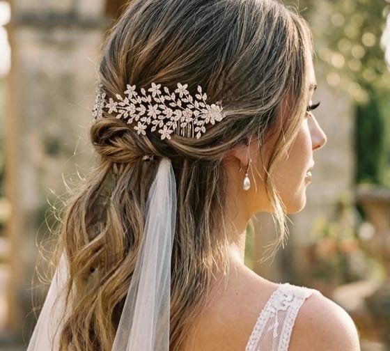 Bridal Hair Comb Crystal Floral Wedding Hair Accessories