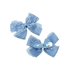 French Blue Hair Tie Set – Perfect Set of 4 Lace Ponytail Holders for School - Image 4