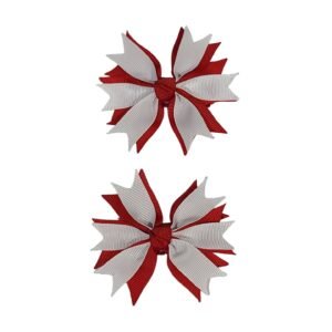School hair accessories red and white handmade set