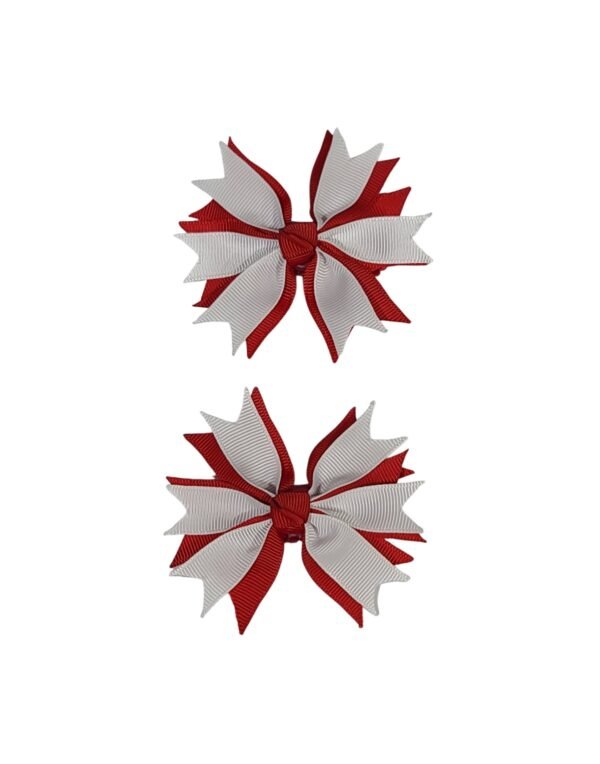School hair accessories red and white handmade set