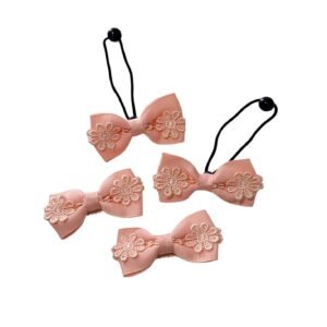 Light Coral Hair Accessories Set handmade bow ponytail holders and clips