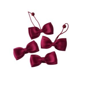 Maroon hair bow set for school girl UAE – grosgrain ponytail holder and non-slip tic-tac clips for girls