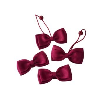 Maroon hair bow set for school girl UAE – grosgrain ponytail holder and non-slip tic-tac clips for girls