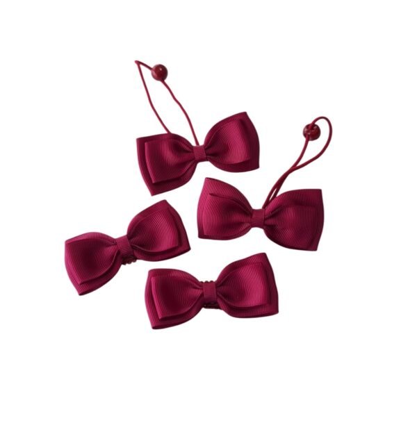 Maroon hair bow set for school girl UAE – grosgrain ponytail holder and non-slip tic-tac clips for girls