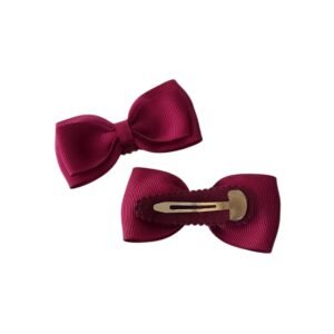 Maroon hair bow snap clips for school girl UAE – grosgrain non slip tic-tac clips for school