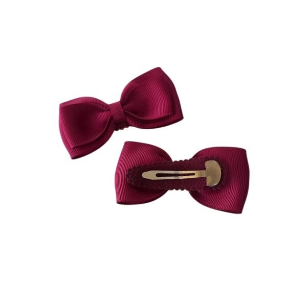 Maroon hair bow snap clips for school girl UAE – grosgrain non slip tic-tac clips for school