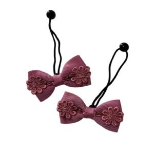 Mauve color hair tie for kids handmade by young fashion palace grosgrain lace hair accessories UAE