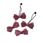 Mauve snap clips and hair tie set for girls handmade grosgrain lace hair accessories UAE