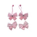 Pink butterfly ponytail holder set handmade kids hair accessories UAE grosgrain lace bows