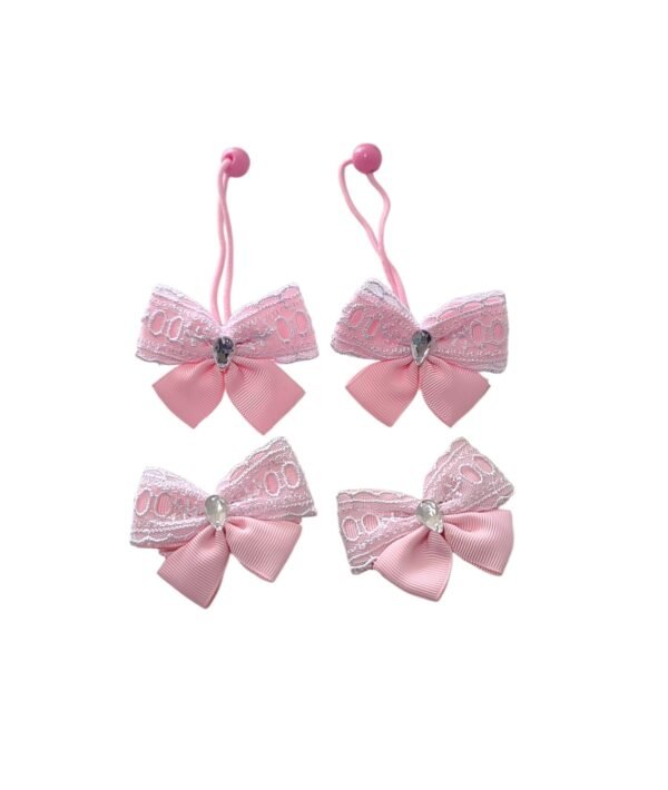 Pink Butterfly Ponytail Holder Set for Girls Pink butterfly ponytail holder set handmade kids hair accessories UAE grosgrain lace bows