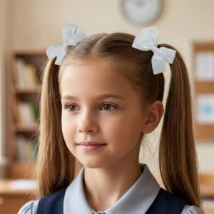 White Ponytail Holder elastic ties for school girls UAE