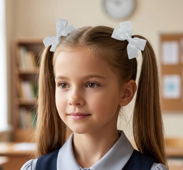 White Ponytail Holder elastic ties for school girls UAE