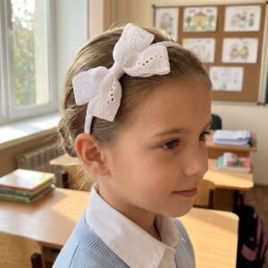White Lace Hair Band for girls premium school hair accessory