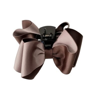 Elegant Brown and Taupe Luxury Ribbon Hair Claw for Women