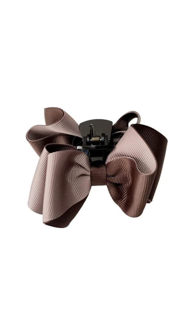 Elegant Brown and Taupe Luxury Ribbon Hair Claw for Women