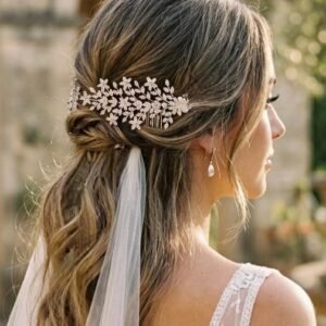Bridal Hair Comb Rhinestone Rhodium Plated | Elegant Wedding Hair Accessory for Brides UAE - Image 3