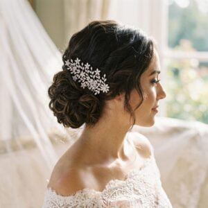 Bridal Hair Comb Rhinestone Rhodium Plated | Elegant Wedding Hair Accessory for Brides UAE - Image 4