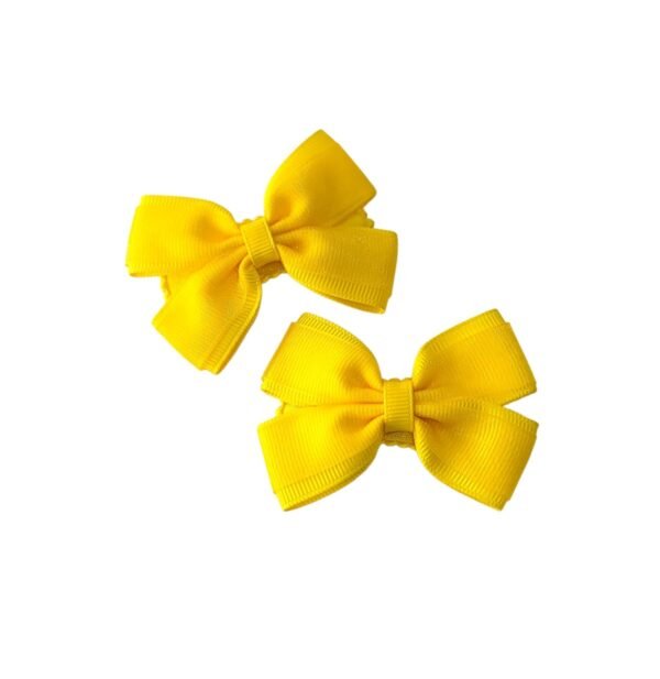 Yellow tic tac hair clips and ponytail holder for kids