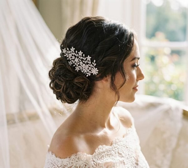 Bridal Hair Comb Crystal Floral affordable bridal hair accessories crystal comb tiara shop in dubai sharjah