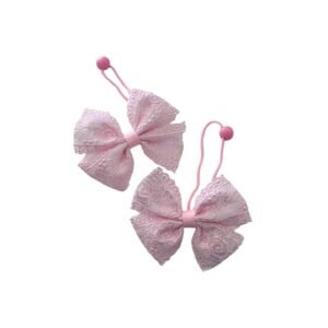 Handmade pink bow ponytail holders for school girls
