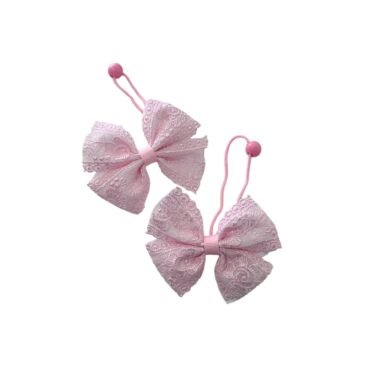 Handmade pink bow ponytail holders for school girls