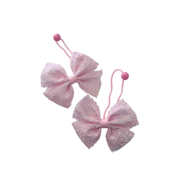 Handmade pink bow ponytail holders for school girls