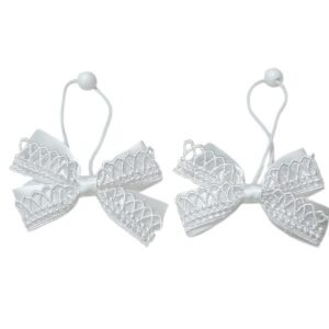 White lace bow ponytail holder for girls school UAE