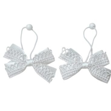 White lace bow ponytail holder for girls school UAE