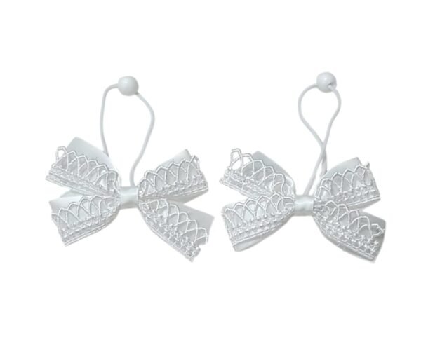 White lace bow ponytail holder for girls school UAE