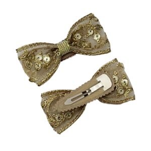 Golden Lace Bow Hair Tie handmade golden lace ponytail holder baby girls gift