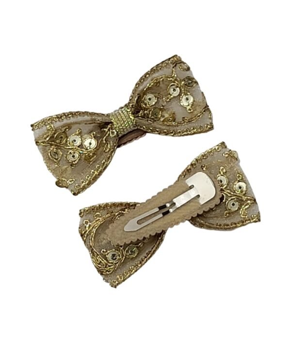 Golden Lace Bow Hair Tie handmade golden lace ponytail holder baby girls gift