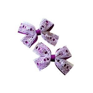 violet color school hair tie set UAE with lace