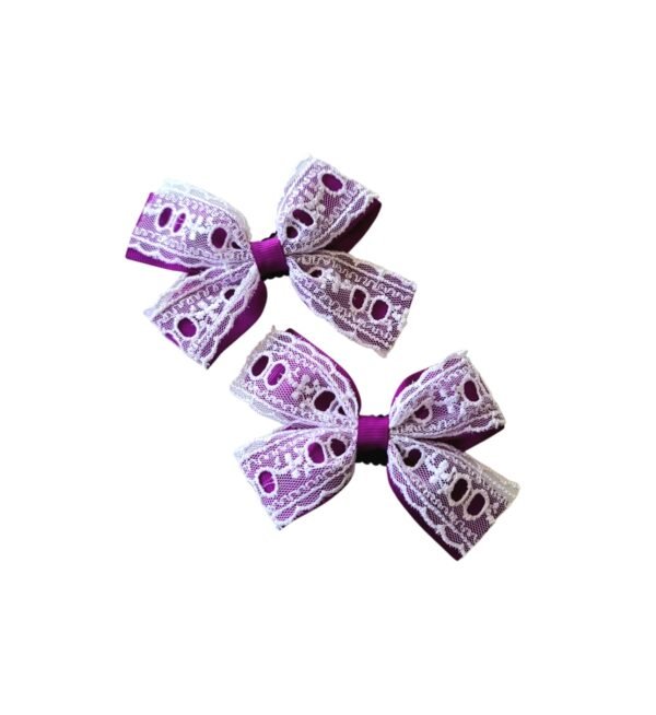 violet color school hair tie set UAE with lace