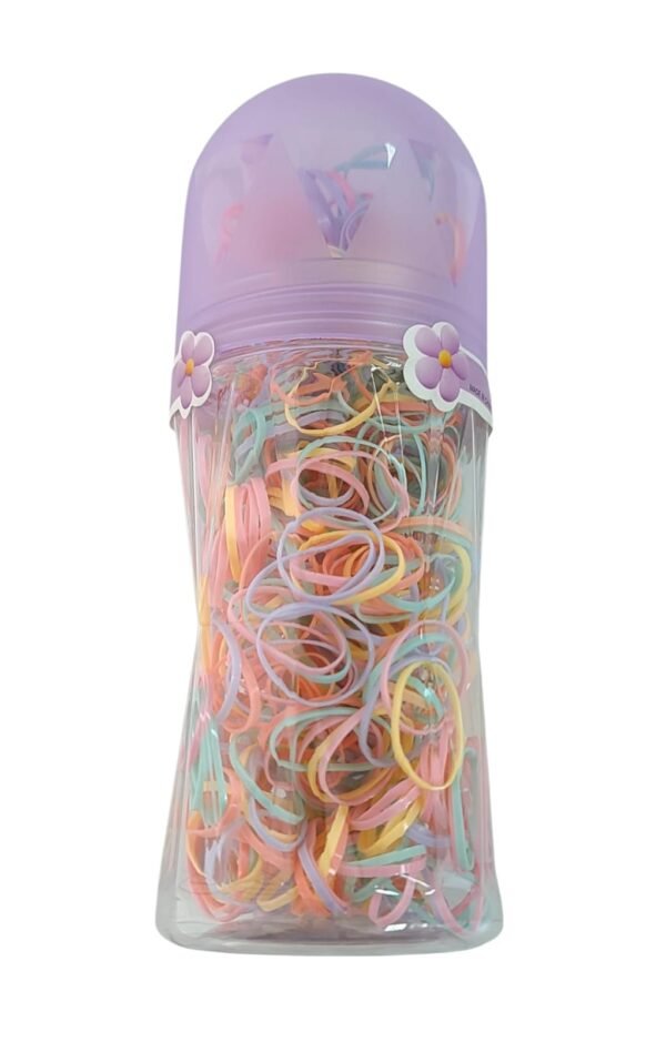 Colourful Elastic Rubber Band Hair Tie for Kids in Bottle