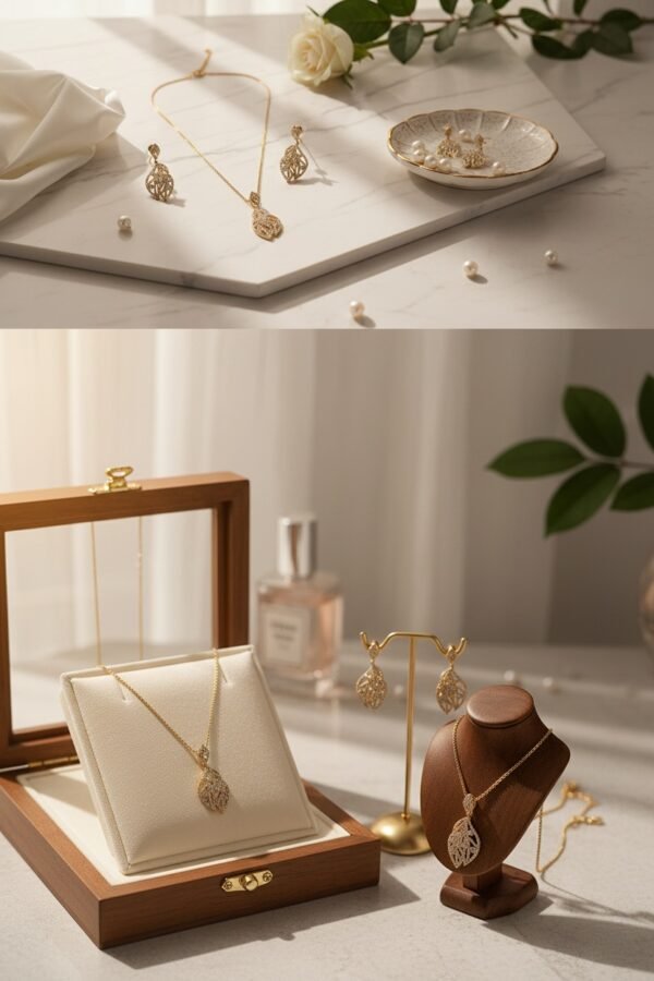 Fashion jewelry Dubai gold plated necklace and earrings