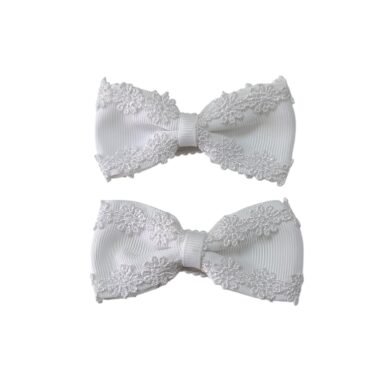 Handmade White Lace Bow Beautiful Tic-Tac Clips For School UAE for girls