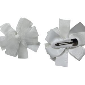 Elegant white hair bow tic tac clips for school