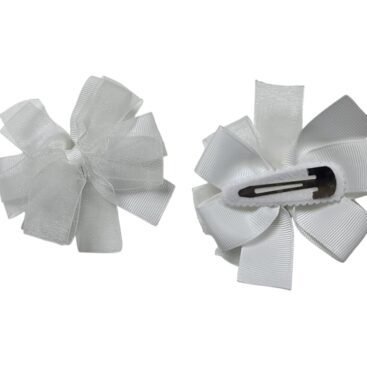 Elegant white hair bow tic tac clips for school