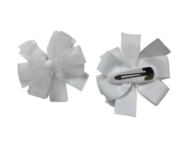 Elegant white hair bow tic tac clips for school