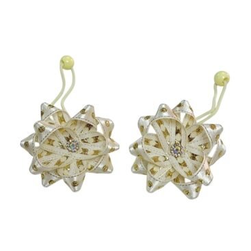 Golden flower ponytail holder for girls handmade by Young Fashion Palace