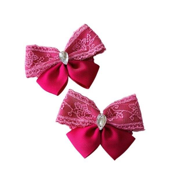 Butterfly Bow Tic Tac Clips for Girls Shocking Pink Handmade Hair Clips Handmade butterfly bow tic tac clips by Young Fashion Palace UAE