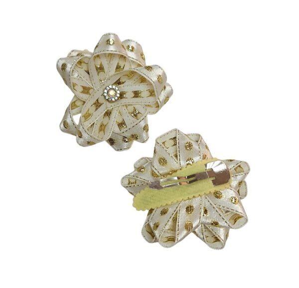 Handmade golden flower hair clips for weddings Eid and birthday parties