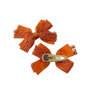 Handmade Hair Bows Custom Order UAE Orange Tic-Tac Clips