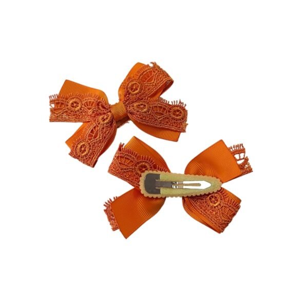 Handmade Hair Bows Custom Order UAE Orange Tic-Tac Clips