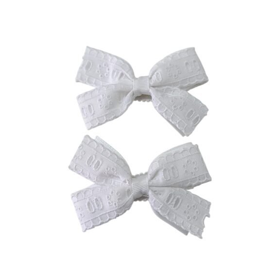 White Lace Bow Tic-Tac Clips for school girls UAE
